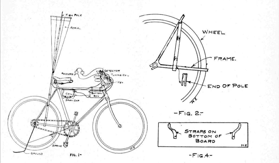 "How to Make a Wireless Bicycle Outfit," submitted to the September 1910 issue by reader William Dettmer.