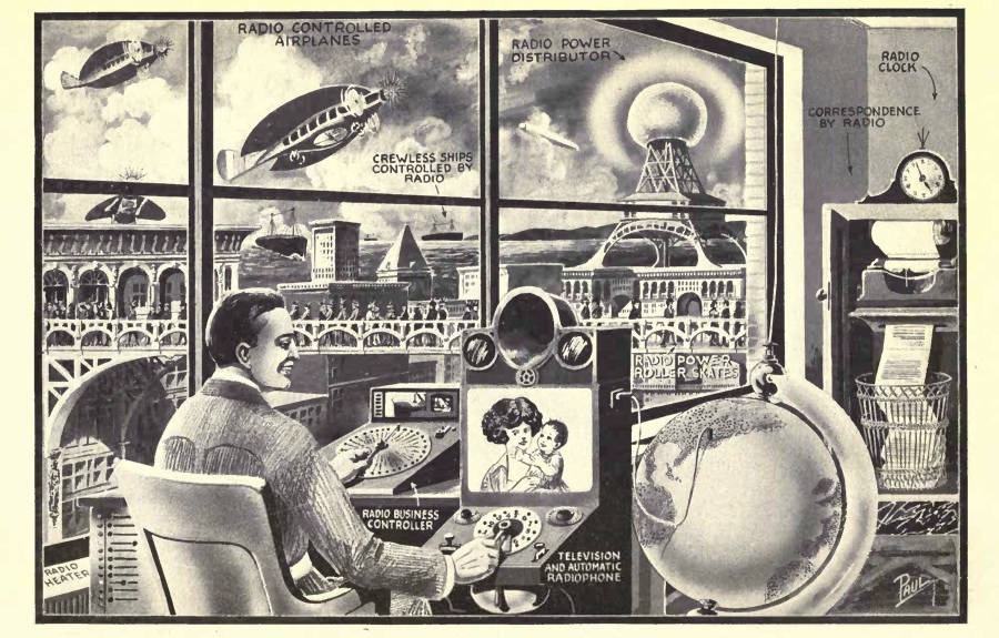 "It is a mistake to think that radio is only good for the distribution of intelligence. As the illustration shows, the great uses of radio have not been touched upon as yet."